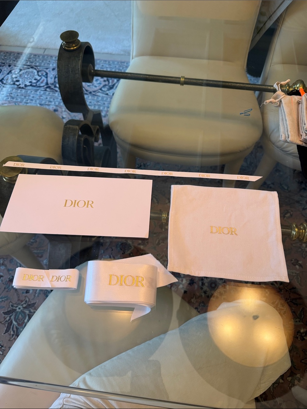 Dior Pouch, Ribbon and Envelope